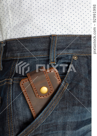 Luxury craft business card holder case made of leather. 92991998