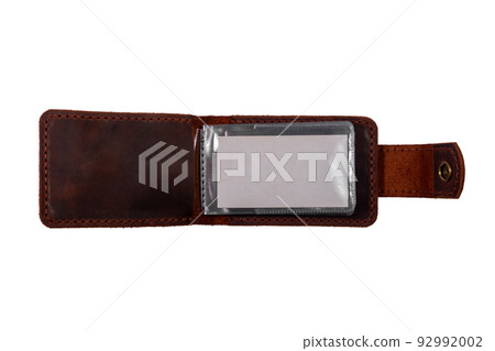 Open luxury craft business card holder case made of leather. 92992002