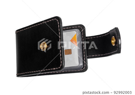 Open luxury craft business card holder case made of leather. Open luxury craft business card holder case made of leather. 92992003
