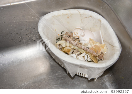 A "triangle corner" for throwing away garbage in the corner of the kitchen sink 92992367