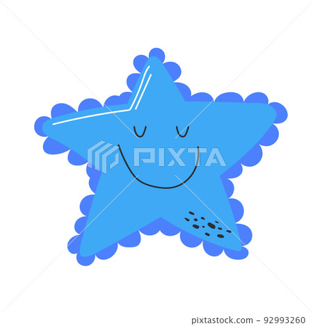 Starfish sea, vector isolated, hand drawing sketch in blue color 92993260
