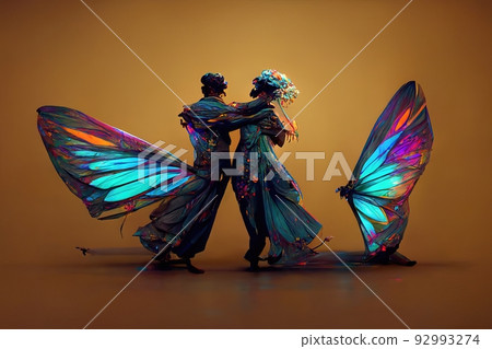 Digital art of a pair of human butterfly Digital art of a pair of human butterfly 92993274