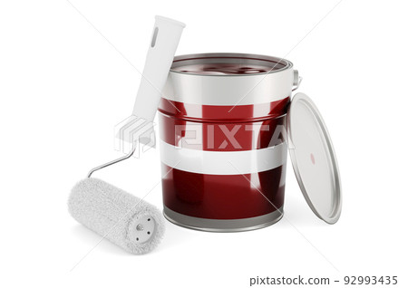 Latvian flag on the paint can, 3D rendering 92993435