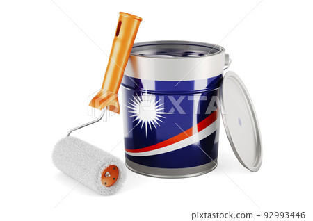 Marshallese flag on the paint can, 3D rendering Marshallese flag on the paint can, 3D rendering 92993446