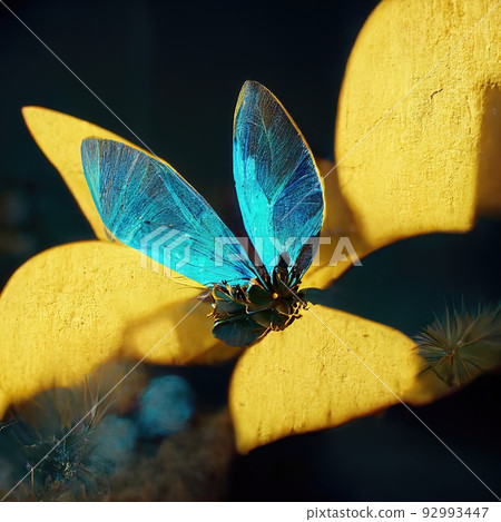 Digital art of butterfly sitting on flower Digital art of butterfly sitting on flower 92993447