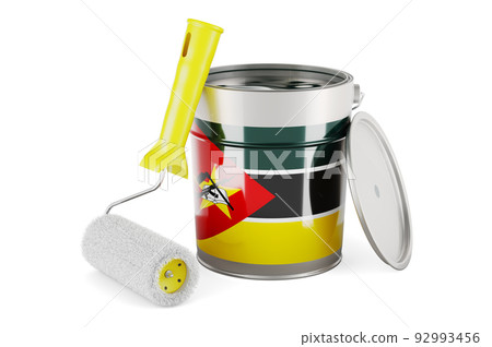 Mozambican flag on the paint can, 3D rendering 92993456