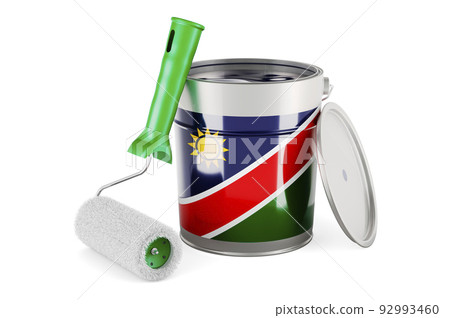 Namibian flag on the paint can, 3D rendering Namibian flag on the paint can, 3D rendering 92993460