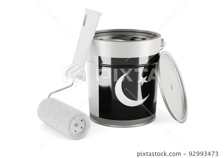 Pakistani flag on the paint can, 3D rendering Pakistani flag on the paint can, 3D rendering 92993473