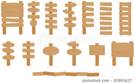 Various types of simple wooden information signboard set / (oak material style) EPS recommended 92993627