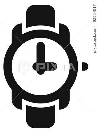 Watch black icon. Hand wrist clock symbol Watch black icon. Hand wrist clock symbol 92994017