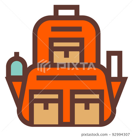 Backpack color line icon. Tourist bag symbol 92994307