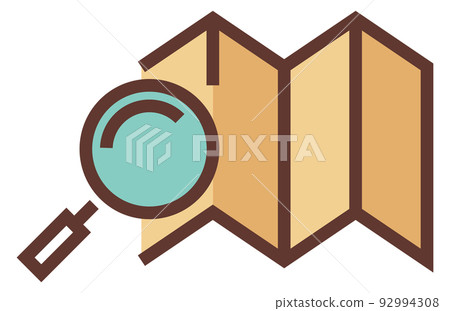 Map with magnifying glass. Location search line icon 92994308