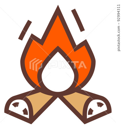 Campfire color line icon. Burning wood symbol Campfire color line icon. Burning wood symbol 92994311