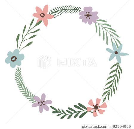 Cute round frame. Floral decorative botany circle 92994999