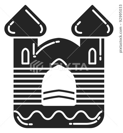 Bouncy castle icon. Inflatable child jump trampoline Bouncy castle icon. Inflatable child jump trampoline 92995033