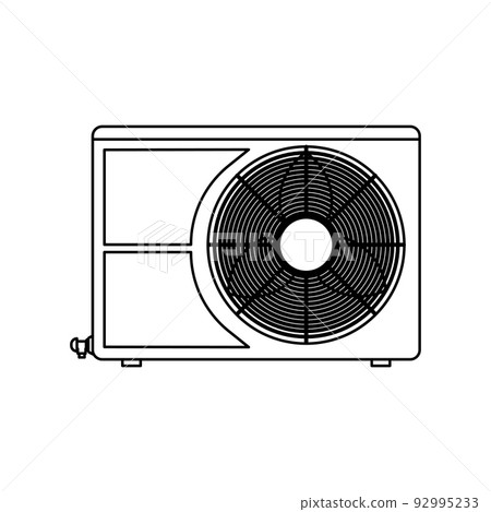 Air conditioner climate vector icon outline. Symbol temperature illustration cooling isolated white and conditioning house sign line thin 92995233