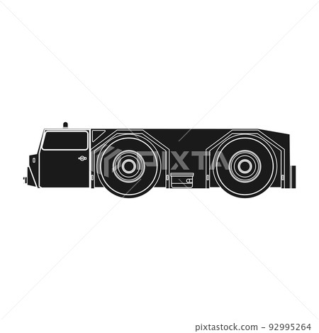 Airport tow truck transportation vector icon illustration solid black. Vehicle aviation service transport isolated white Airport tow truck transportation vector icon illustration solid black. Vehicle aviation service transport isolated white 92995264