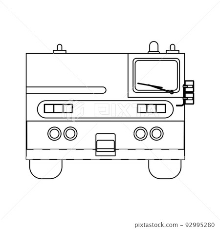 Airport tow truck transportation vector icon illustration outline. Vehicle aviation service transport isolated white line thin 92995280