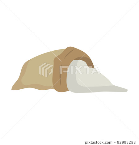 Sack or bag sand and rice seed. Farmer flour and potato pallet brown farming isolated vector illustration. Plant mill wheat agriculture and farm harvest icon. Cartoon harvesting product symbol Sack or bag sand and rice seed. Farmer flour and potato pallet brown farming isolated vector illustration. Plant mill wheat agriculture and farm harvest icon. Cartoon harvesting product symbol 92995288