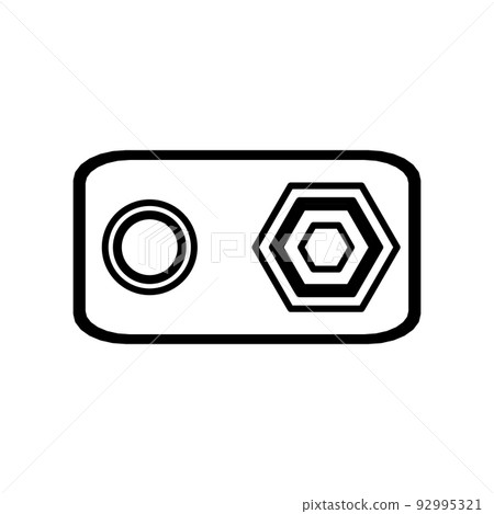 9v battery vector icon outline illustration and power alkaline energy isolated white. Technology electricity line and electric object thin. Supply voltage symbol electronic and electrical accumulator 92995321