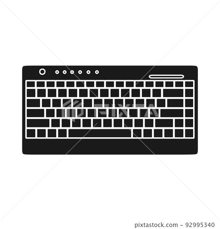 Computer keyboard technology vector illustration equipment solid black with key and button. Office computer keyboard device tool PC. Electronic modern object keypad isolated white icon. 92995340