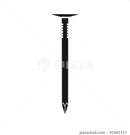 Nail tool construction vector illustration equipment icon solid black. Repair symbol industry and object isolated white. Carpentry instrument and element worker. Repairing screw mechanic spike Nail tool construction vector illustration equipment icon solid black. Repair symbol industry and object isolated white. Carpentry instrument and element worker. Repairing screw mechanic spike 92995357