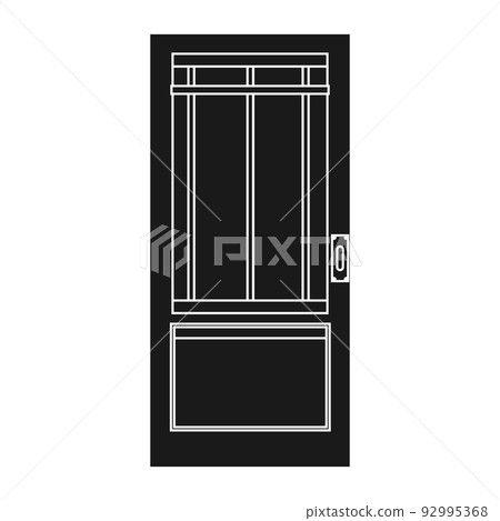 Door entrance vector illustration house solid black. Doorway interior exit isolated white and front architecture room 92995368
