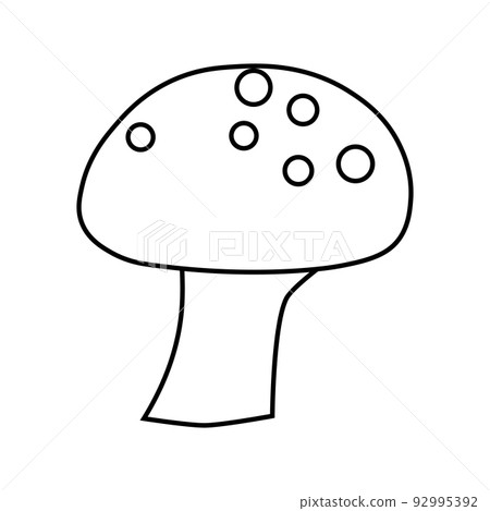 Mushroom vector illustration icon fungus outline. Nature art plant isolated white and forest design doodle symbol line thin 92995392