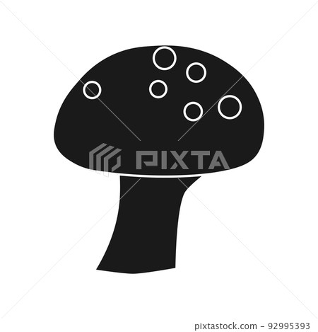 Mushroom vector illustration icon fungus solid black. Nature art plant isolated white and forest design doodle symbol 92995393