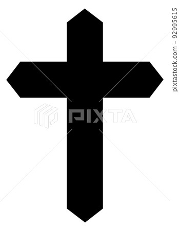 Black cross. Simple silhouette. Cemetery religion symbol 92995615