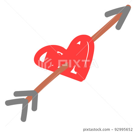 Heart with arrow. Hand drawn cupid symbol. Love doodle 92995652