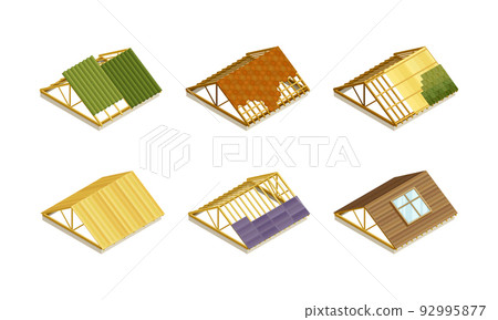 Roof as House Top Covering and Part of Building Envelope Isometric Vector Set Roof as House Top Covering and Part of Building Envelope Isometric Vector Set 92995877