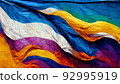 Closeup colorful bright waving flag LGBT background 92995919