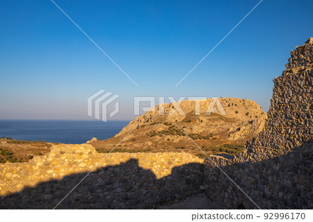 A view of the east coast of the island of Rhodes, Greece. 92996170