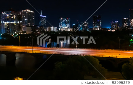 Downtown Austin Texas skyline and Colorado river 92996279