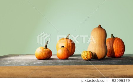Autumn pumpkins - 3d render 92996379