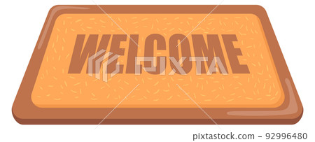 Welcome carpet. Doormat icon. Wool cartoon rug 92996480