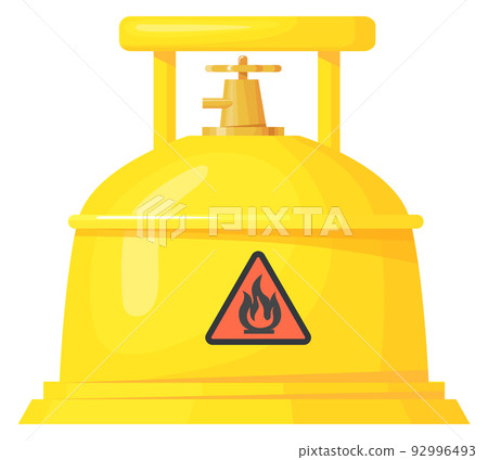 Flammable tank container with dangerous label. Gas storage Flammable tank container with dangerous label. Gas storage 92996493