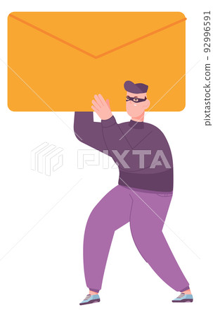 Cyber criminal steal mail. Hacker holding big envelope Cyber criminal steal mail. Hacker holding big envelope 92996591