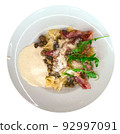 Pasta carbonara in a white plate isolated 92997091