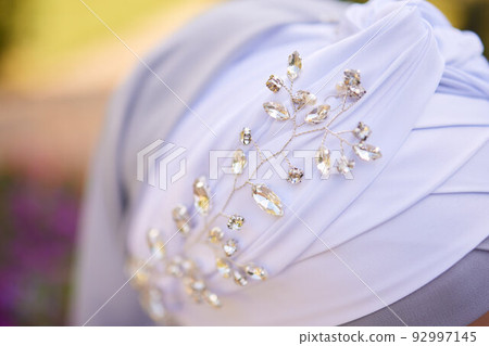 Bride and groom Asian Muslims marry in a beautiful red love theme. celebration nikah day. Bride and groom Asian Muslims marry in a beautiful red love theme. celebration nikah day. 92997145