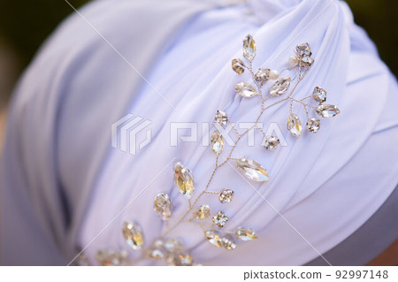 Bride and groom Asian Muslims marry in a beautiful red love theme. celebration nikah day. 92997148