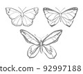 Stylized butterflies, line art, vector illustration 92997188