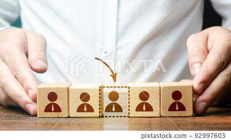 The team leader opens a new vacancy. Recruiting and staffing the group. Personnel management. Leadership position. Optimization. Hire positions. Human capital. Expansion of staff. Labor shortage 92997603