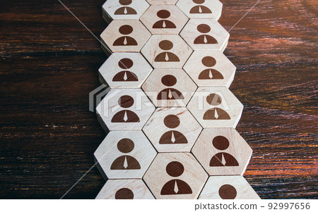 Line of grouped people. Organization of company employees. Human resources. Unity. Team building, teamwork cooperation. Discipline. Joining consolidated forces. Hiring employees, recruiting Line of grouped people. Organization of company employees. Human resources. Unity. Team building, teamwork cooperation. Discipline. Joining consolidated forces. Hiring employees, recruiting 92997656