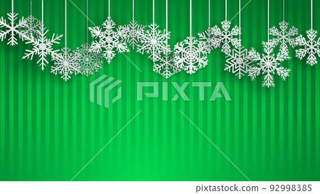 Christmas background with hanging snowflakes - Stock Illustration ...