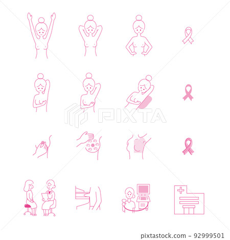 Illustration set about breast cancer screening 92999501