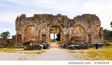 Remains of stone city gate in ancient city of Perge in Turkey 93000449