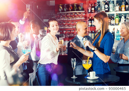 Girls having fun on corporate party 93000465