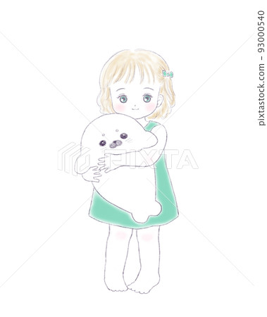 girl hugging a seal 93000540